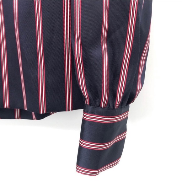 NWT SANDRO Zoe Tie-Neck Striped Satin -Twill Blouse, size 3 - Picture 8 of 8